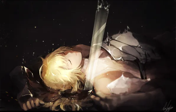 Sword, art, guy, blonde