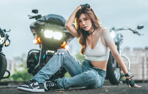 Picture summer, look, girl, figure, motorcycle, Asian