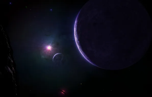 Stars, light, the darkness, planet, satellite, asteroid