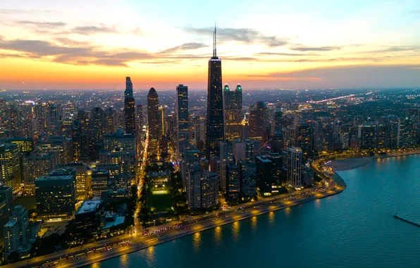 Night, the city, lights