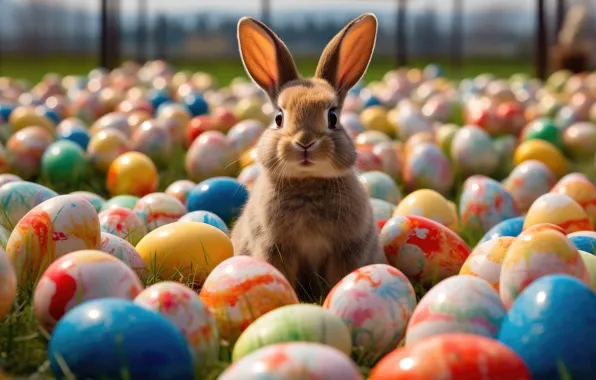 Holiday, eggs, spring, rabbit, Easter, Bunny, painted, Easter