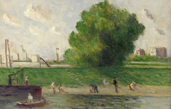 Landscape, picture, 1930, Maximilien Luce, Maximilien Luce, The Suburbs Of Paris. Bank Of The Seine