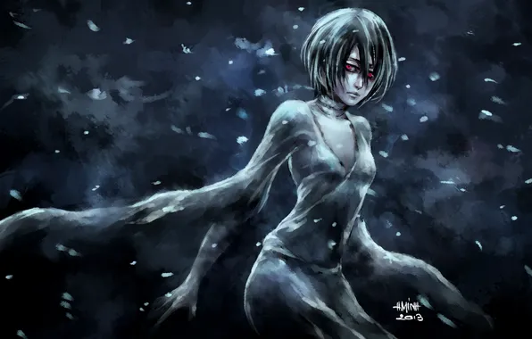 Picture cold, look, girl, darkness, sadness, petals, Bleach, Bleach