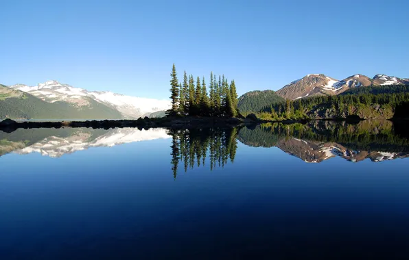 Forest, landscape, mountains, nature, lake, reflection, Canada