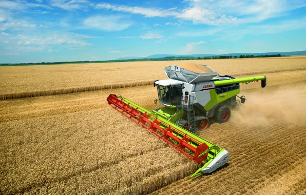 Field, the sky, work, grain, cleaning, hay, cabin, caterpillar