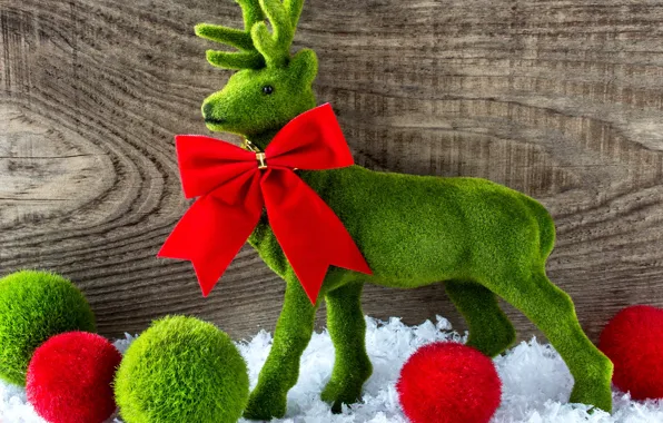 Snow, balls, deer, New Year, Christmas, Christmas, decoration, Merry