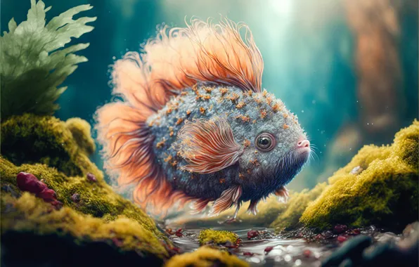 Water, algae, nature, vegetation, graphics, fish, fish, underwater world