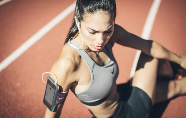 Girl, pose, figure, sports, nike, running