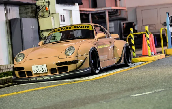 Porsche, Porsche 911, Front, Yellow, 993, Wide Body, RWB