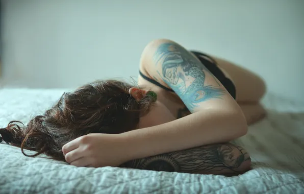 Picture girl, hair, hands, tattoo, tattoo