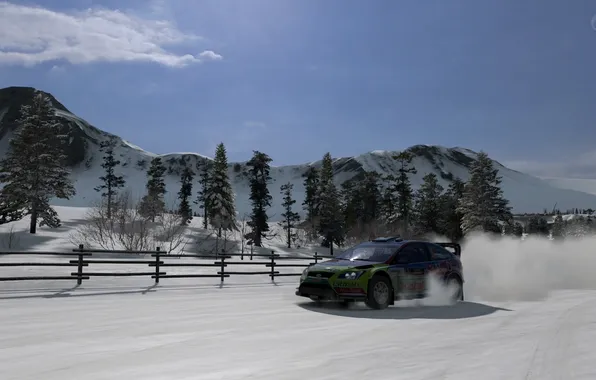 Picture snow, mountains, race, Ford Focus, GT5
