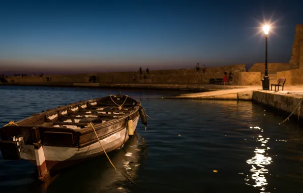 Picture boat, pier, lantern, promenade