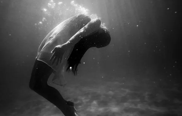 Girl, bubbles, dress, underwater, woman, water, model, oxygen