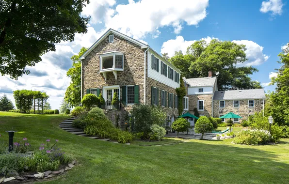Lawn, home, mansion, gazebo