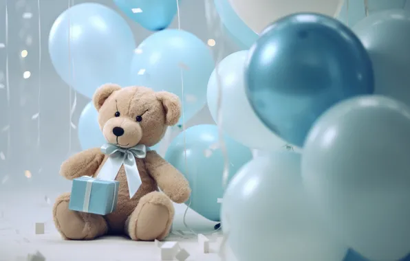 Balls, lights, balloons, holiday, gift, balls, toy, bear