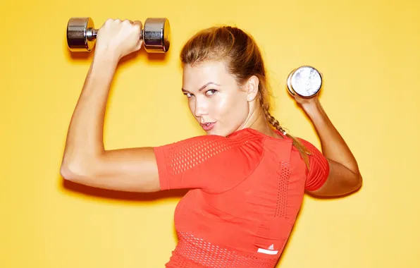 Picture look, yellow, pose, background, sport, model, makeup, t-shirt