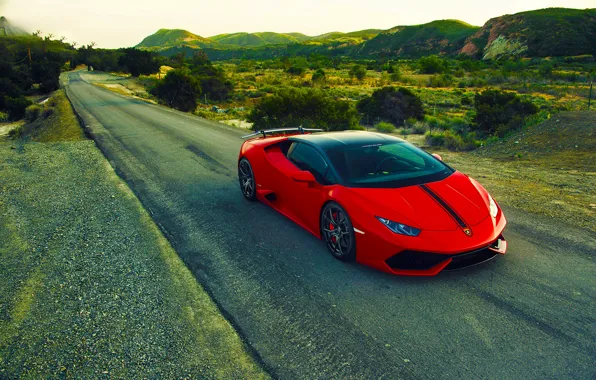 Picture Lamborghini, Red, Front, Vorsteiner, Aero, Road, Verona, Rich
