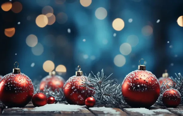 Balls, the dark background, Christmas, New year, blue background, Christmas decorations, Christmas decorations, AI art