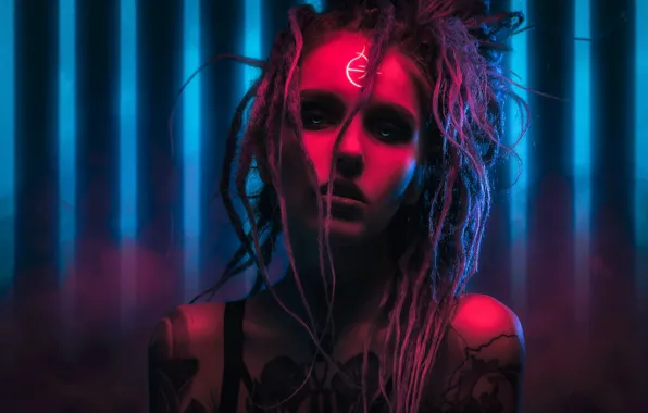 Eyes, girl, tattoo, Sign