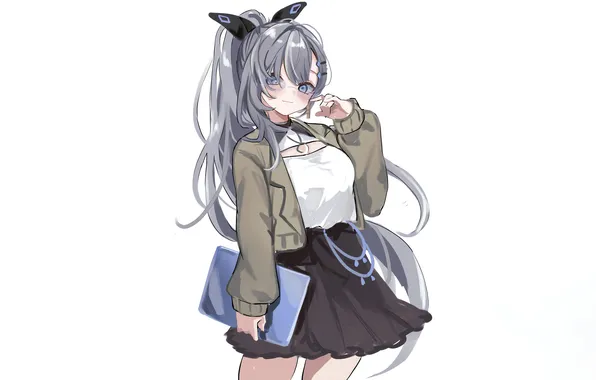 Girl, long hair, anime, beautiful, ponytail, pretty, solo, attractive