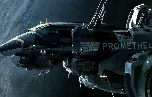 Picture ship, art, space, starship, prometheus, Prometheus