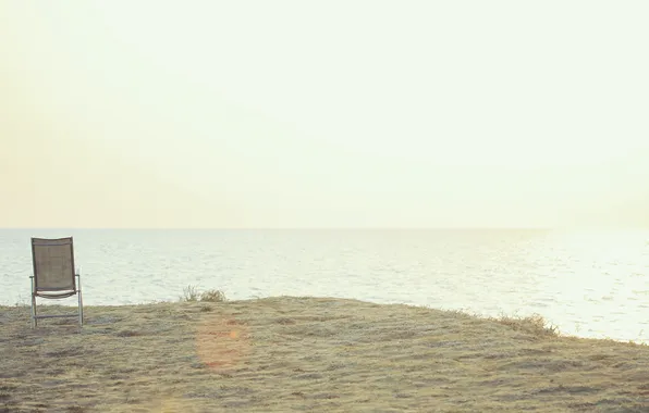 Sea, shore, horizon, chair, Heath