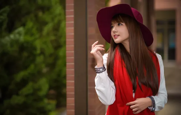 Girl, style, hair, hat, Asian, cutie