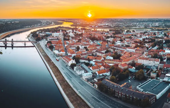 Picture sunset, the city, Lithuania, Kaunas