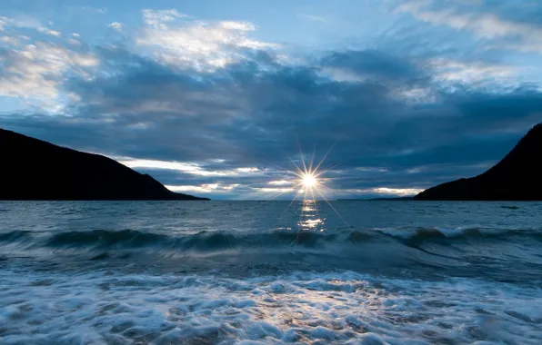 The sky, the sun, clouds, lake, Baikal