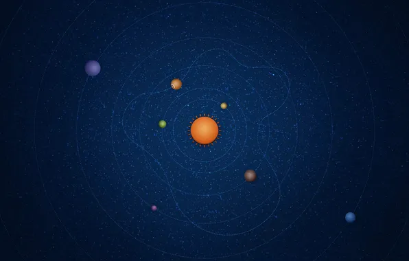 Planet, trajectory, blue background, VLADSTUDIO