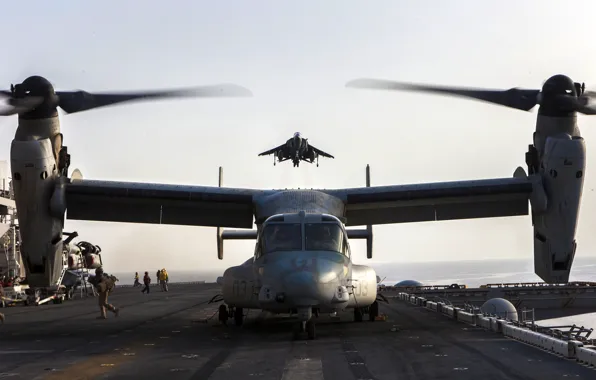 Fighter, deck, USA, the rise, BBC, Harrier, the tiltrotor, Osprey
