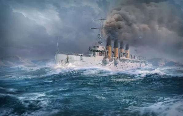 Water, The ocean, Sea, Smoke, Ocean, Battleship, Sea, Ship