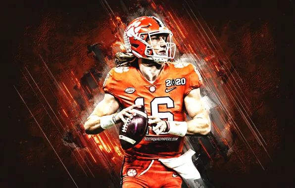 Wallpaper American football, NCAA, Trevor Lawrence, Clem son Tigers for