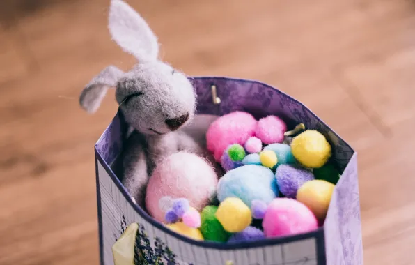 Balls, smile, background, toy, the game, hare, eggs, positive