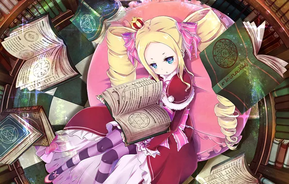Books, girl, anime, art, Beatrice, Re: Zero kara hajime chip isek or Seikatsu