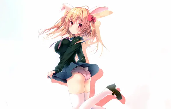 Girl, sexy, lingerie, ass, pantsu, school uniform, panties, thighhighs