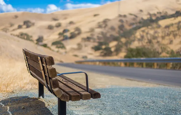 Picture road, background, bench