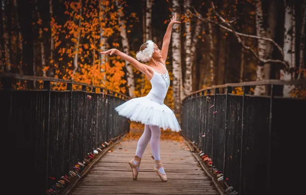 Picture autumn, girl, ballerina