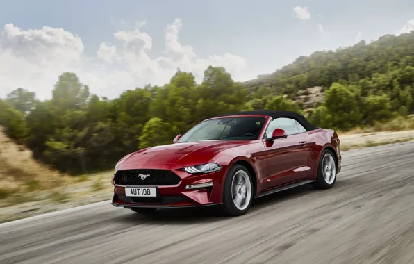 Ford, convertible, 2018, dark red, the soft top, Mustang Convertible