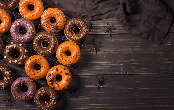 Spiders, Halloween, Halloween, donuts, cakes, sweet, glaze