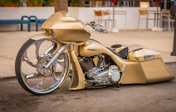 Picture Harley Davidson, chopper, Gold