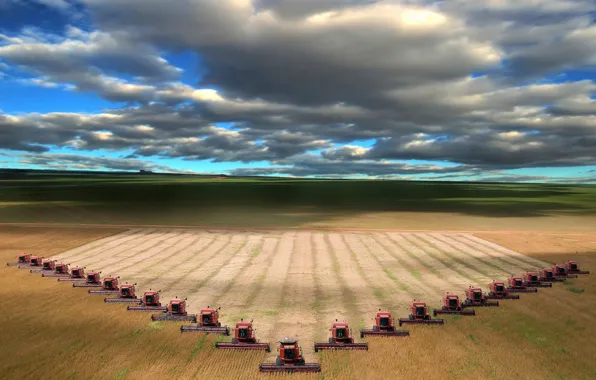 Field, clouds, horizon, combiners