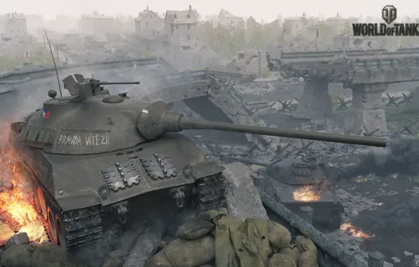 The city, destruction, tanks, World of Tanks, Skoda T50