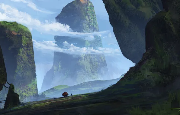 Mountains, traveler, relic, Trade Route