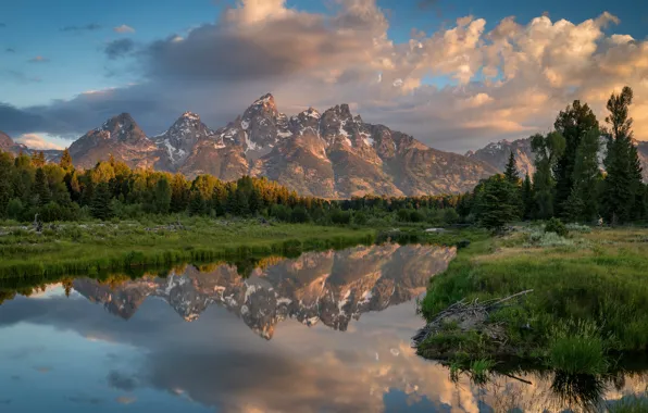 Picture greens, summer, the sky, grass, clouds, landscape, mountains, nature