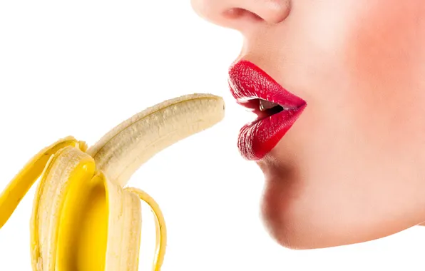 Picture Girl, Lips, Banana, Lips, Banana, Closeup