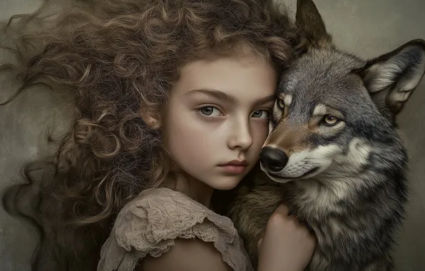 Look, face, face, pose, grey, wolf, portrait, dress