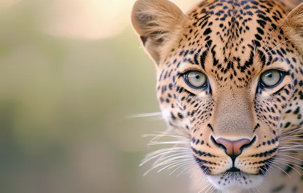 Look, face, portrait, leopard, light background, AI art, neural network