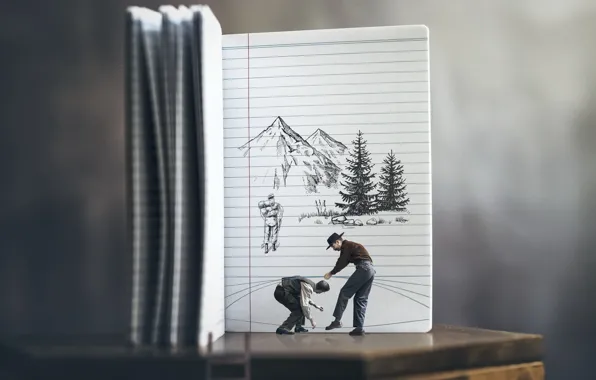 Nature, people, notebook