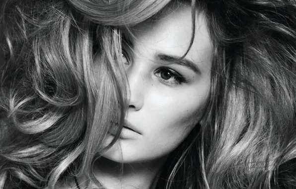 Face, model, hair, black and white, closeup, Anna Wasacz Carter